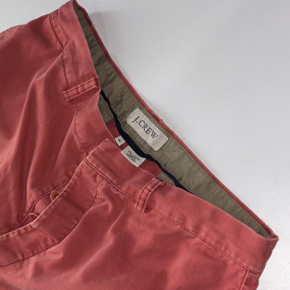 J Crew Chino Shorts Mens 34 Fits 32 Salmon Pink Button Fly Cotton Preppy